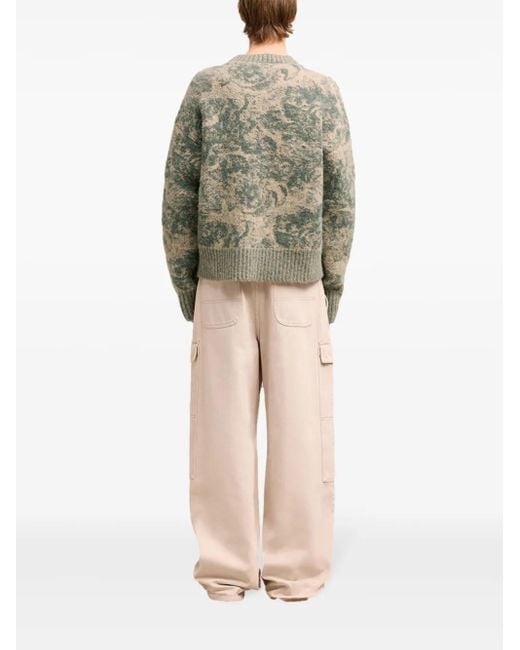 AMI Gray Jacquard Wool Blend Jumper