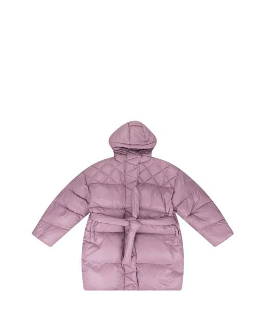 CALLIPYGIAN Pink Belted Puffer Coat