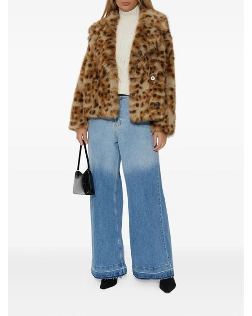 Munthe Brown Lestine Leopard-Print Double-Breasted Jacket
