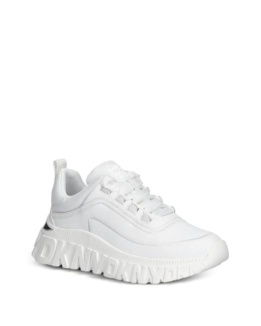 DKNY White Logo-Embossed Sneakers