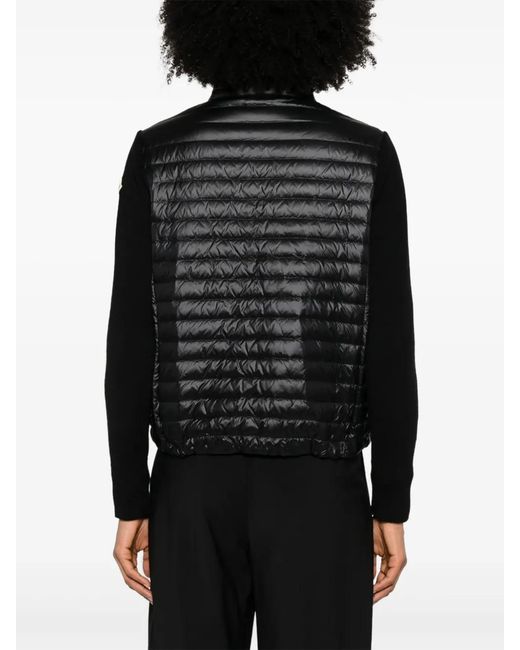 Moncler Black Knitted-Sleeve Padded Jacket