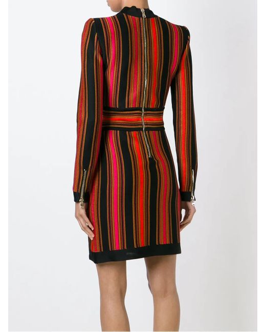Balmain Red Striped Dress