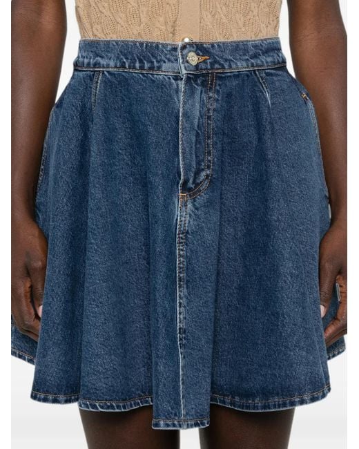 Maje Blue Flared Mini Denim Skirt