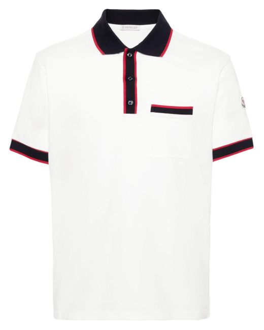 Moncler White Polo With Logo for men