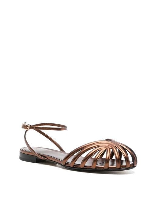 ALEVI White Caged Flat Sandals