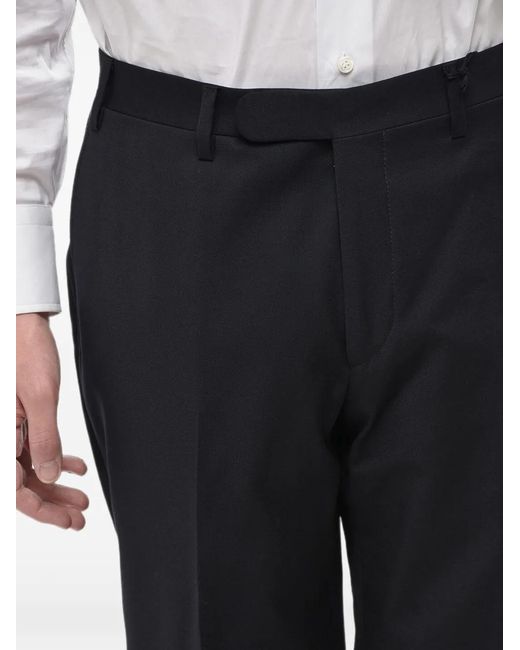 Corneliani Black Fresco Belt-Loop Trousers for men