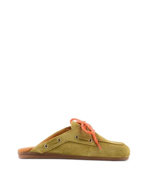 POSA Yellow Lace-Up Suede Mules