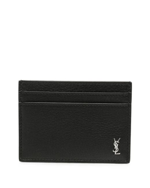 Saint Laurent Black Tiny Cassandre Grained Leather Cardholder for men