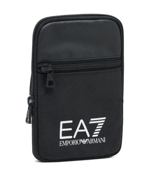 EA7 Black Logo-Print Shoulder Bag