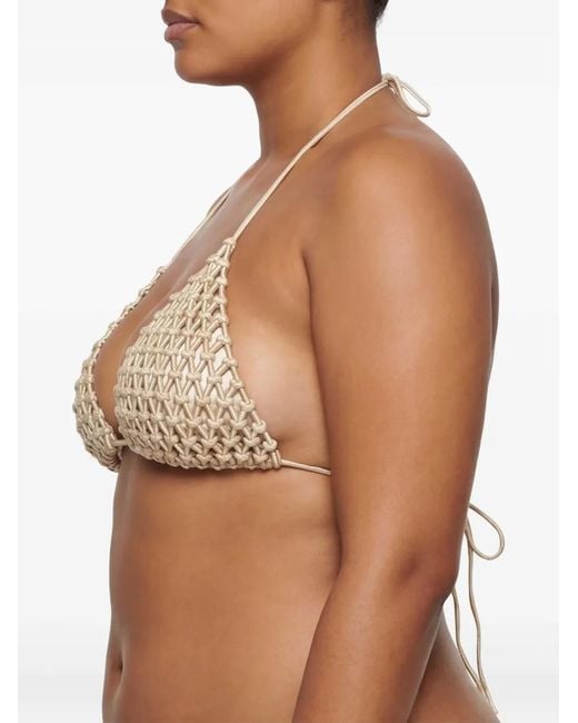 Isa Boulder White Macramé Triangle Bikini Top
