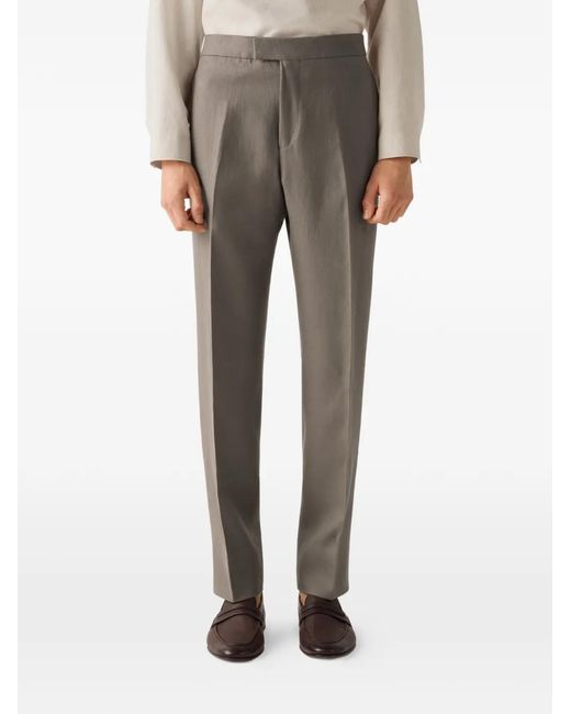 Zegna Gray Oasi Lino Trousers for men