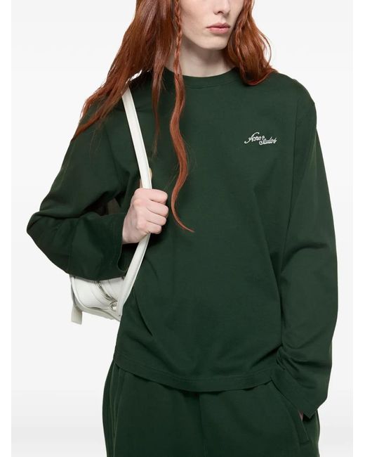 Acne Green Jersey T-Shirt With Logo