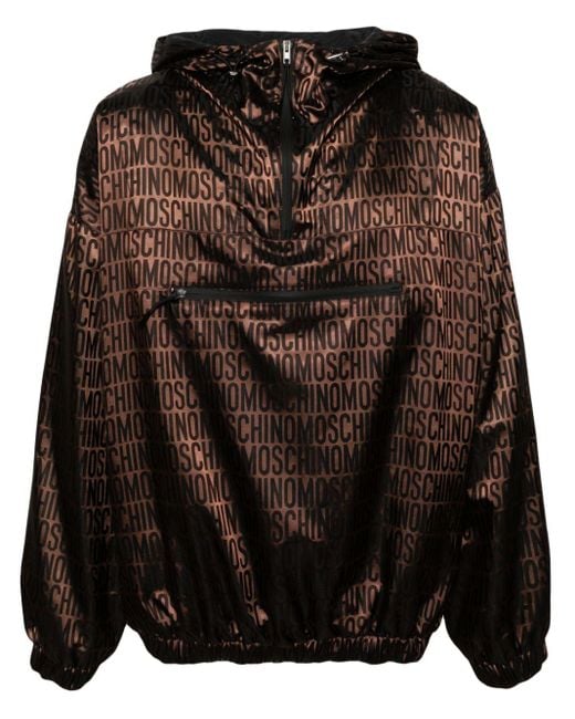 Moschino Black Monogram-jacquard Hooded Jacket for men