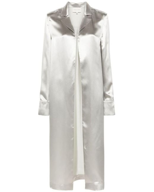 Loulou Studio White Satin Silk-blend Long Shirt