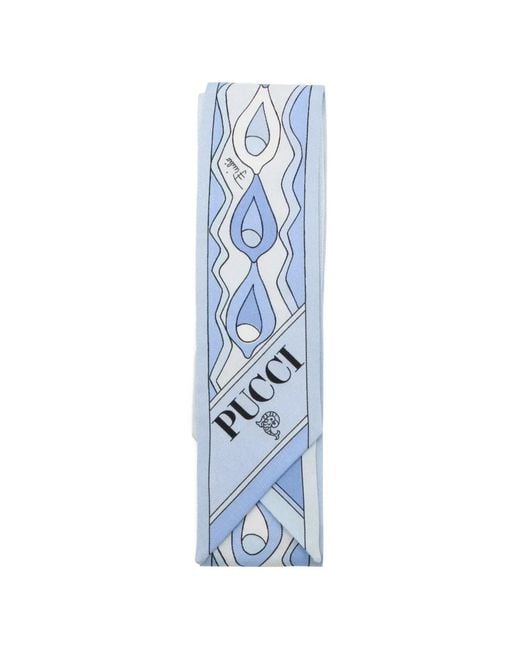 Emilio Pucci Blue Marmo-Print Silk Scarf