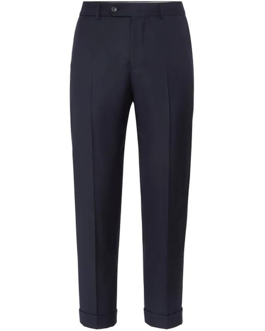 Brunello Cucinelli Blue Tapered-Leg Wool Trousers for men