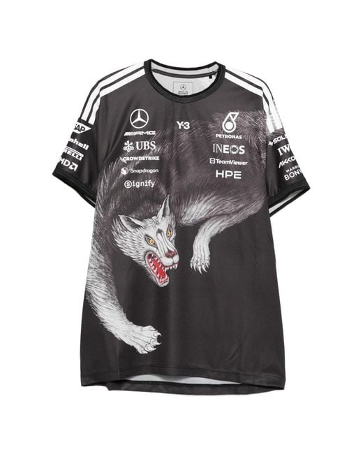 Y-3 Black X Mercedes-Amg Petronas F1 Print-Detail T-Shirt for men