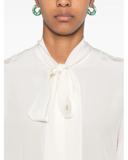 Blusa con lazo en el cuello Boss de color White