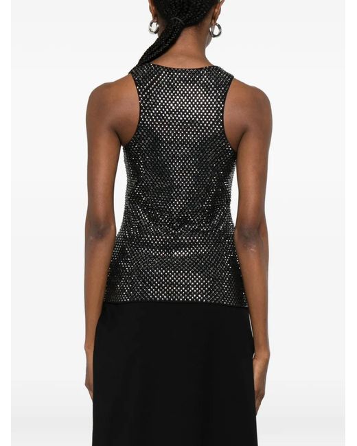 GIUSEPPE DI MORABITO Black Crystal-Embellished Ribbed-Knit Top