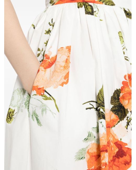 Erdem White Floral-print Cotton Skirt