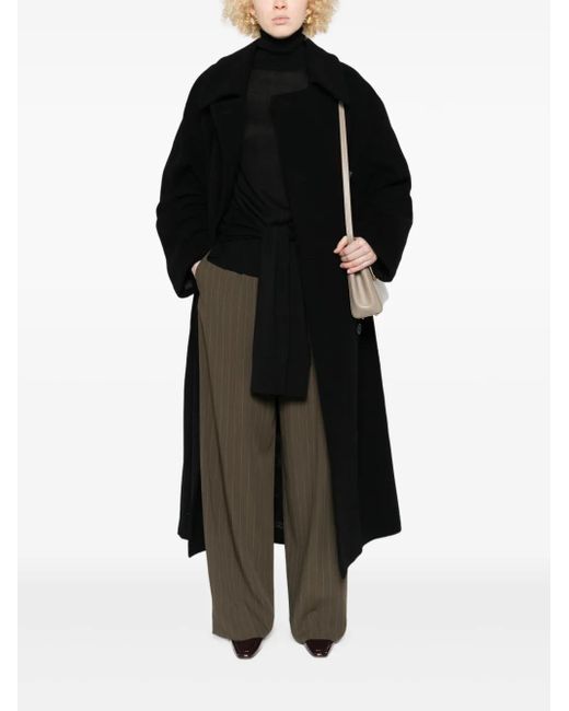 Totême Black Double-Breasted Buttoned Coat
