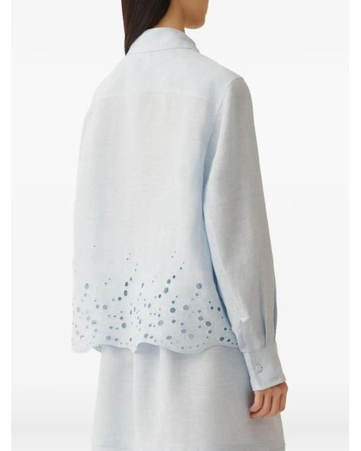 Fabiana Filippi Blue Scalloped Embroidered Shirt