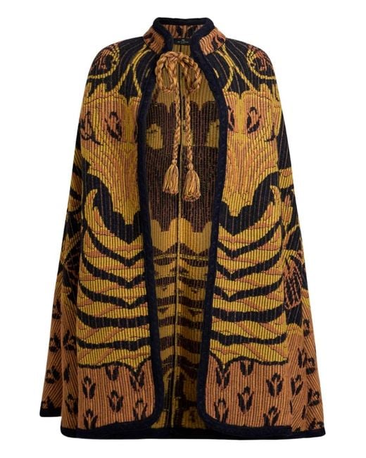 Etro Yellow Jacquard-Pattern Cape