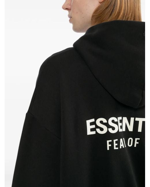 Essentials Black Hoodie À Logo Imprimé for men