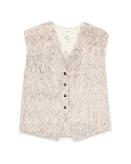 Alysi White Button V-Neck Tank Top