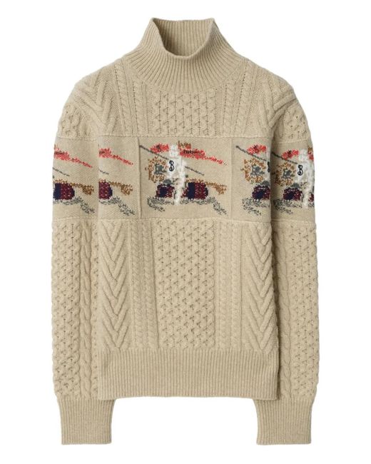 Burberry Natural Ekd Aran-Knit Sweater