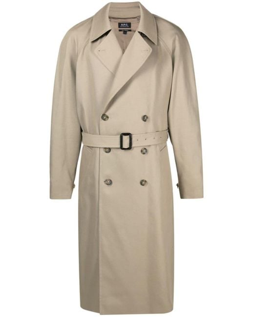A.P.C. Natural Double-breasted Trench Coat for men