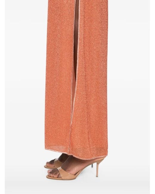 Oseree Orange Lurex-Detail Cut-Out Dress