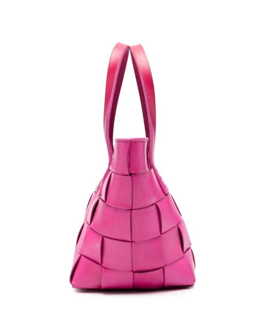 Dragon Diffusion Pink Woven Leather Tote Bag