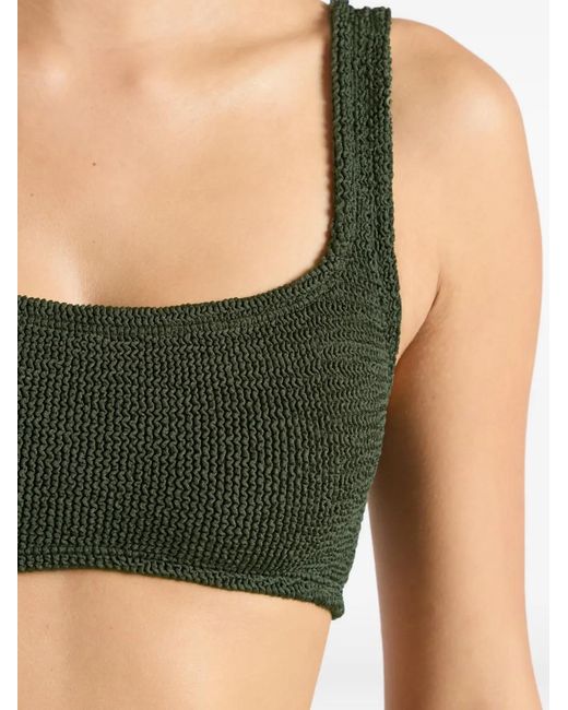Hunza G Green Patricia Crinkle-Effect Bikini