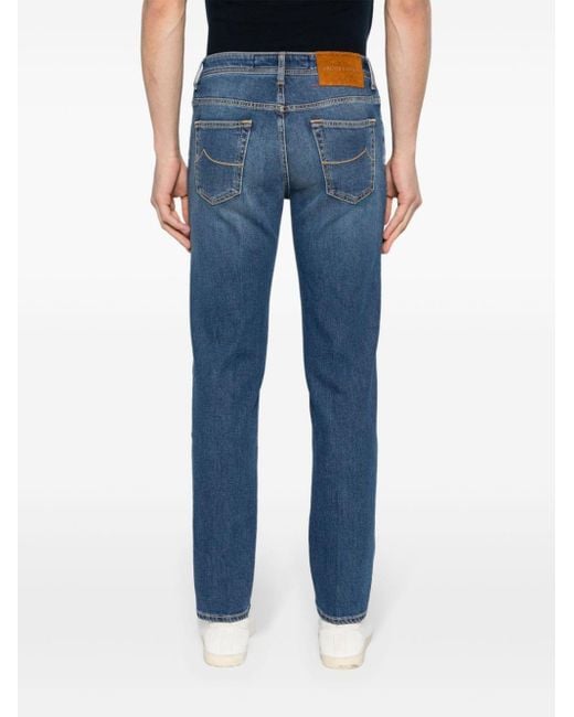 Jacob Cohen Blue Scott Mid-rise Slim-fit Jeans for men