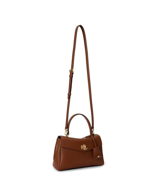 Ralph Lauren Brown Small Farrah Leather Satchel Bag