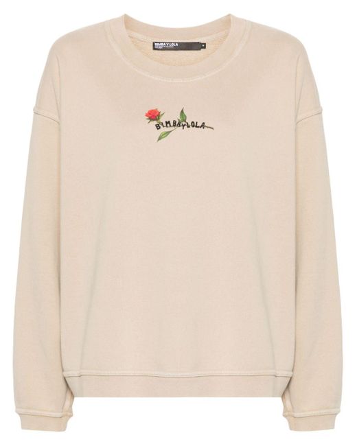 Bimba Y Lola Natural Logo-print Cotton Sweatshirt