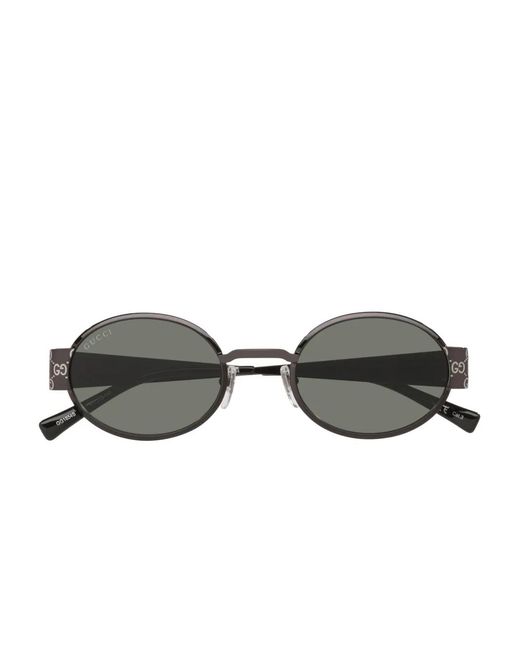 Gucci Gray Gg-Pattern Oval-Frame Sunglasses for men