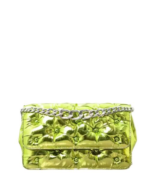 Benedetta Bruzziches Green Sac Porté Épaule Carmen À Effet Métallisé