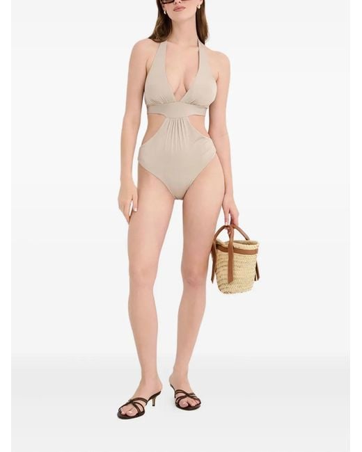 Max Mara White Cut-Out Swimsuit