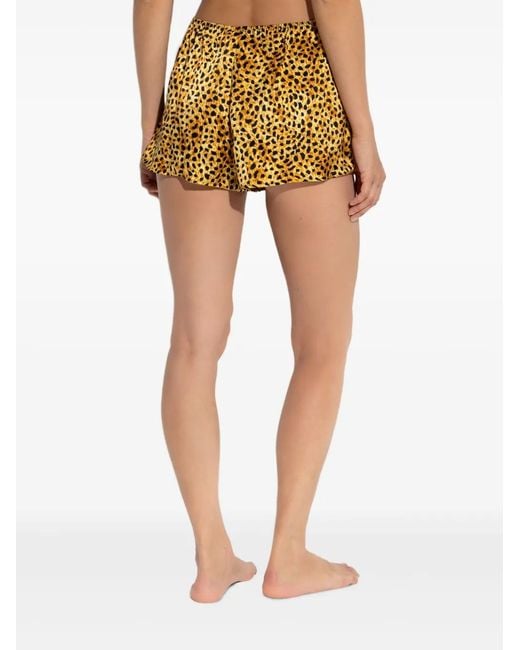 Versace Metallic Leopard-Print Silk Shorts