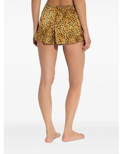 Versace Metallic Leopard-Print Silk Shorts