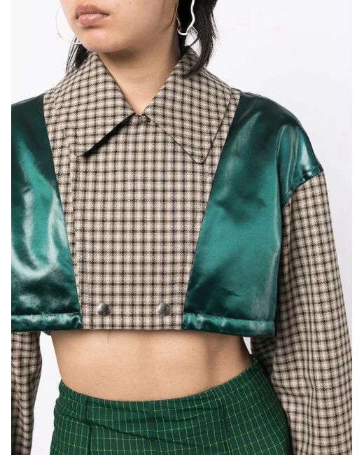 Toga Green Panelled Cropped Jacket