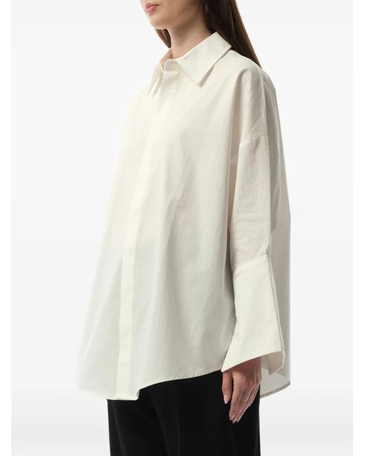 Fax Copy Express White Oversized Flared-Sleeve Shirt