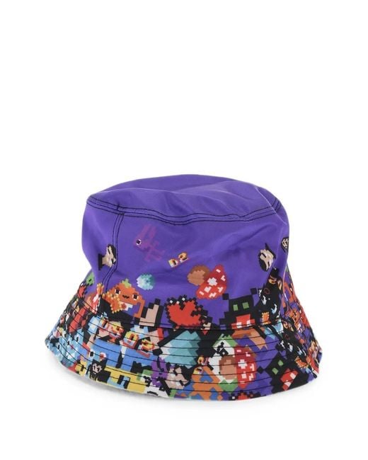 DSquared² Purple Graphic-Print Bucket Hat