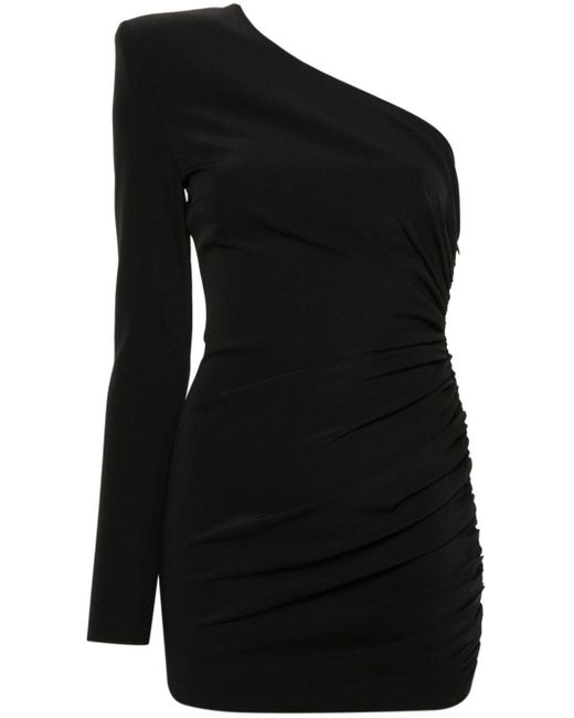 Alexandre Vauthier Black One-shoulder Ruched Mini Dress