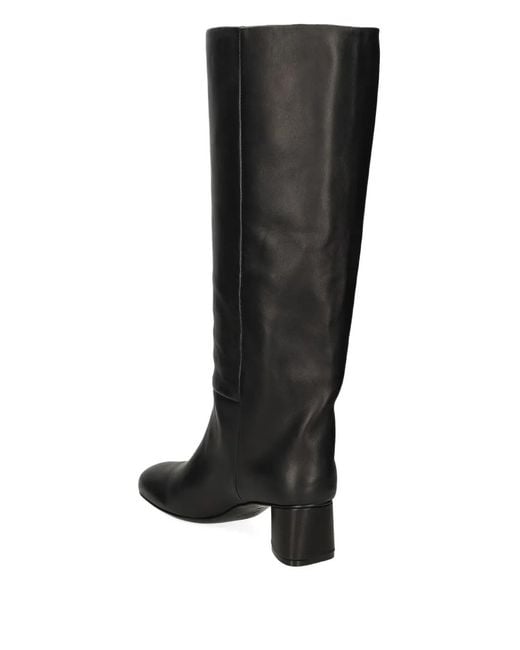 Vic Matié Black Block-Heel Leather Knee-High Boots