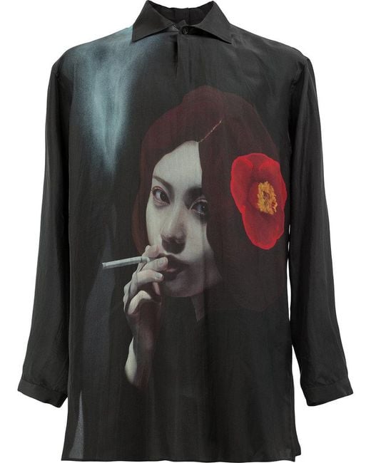 Yohji Yamamoto Black Smoking Girl Shirt for men