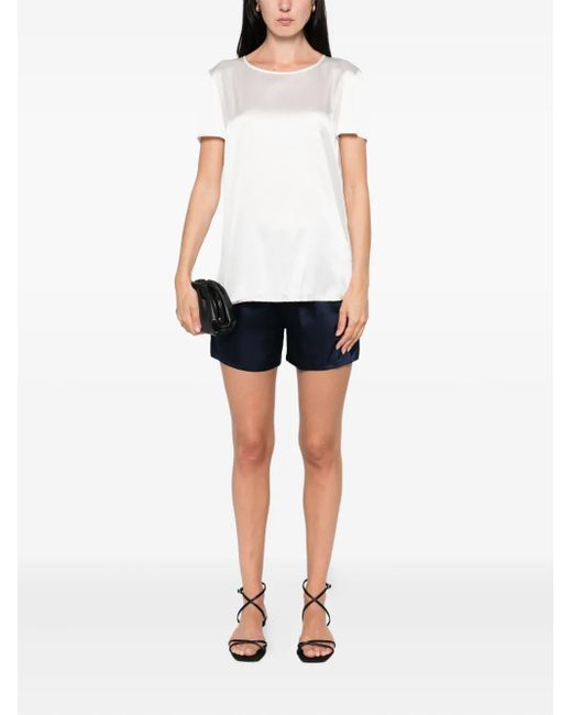 Max Mara White Short-Sleeve Satin Top
