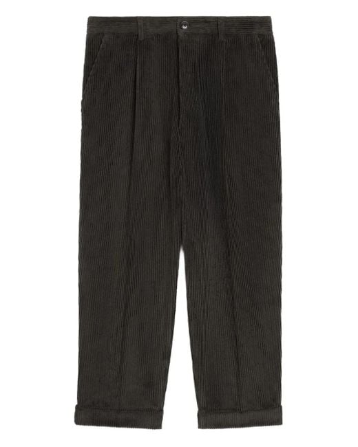 AMI Charcoal Corduroy Pleated Cuffed Trousers in Black für Herren